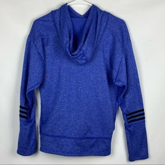 Adidas Running Sweater Womens Large Blue Hooded Sweatshirt Ladies Casual - Picture 2 of 12